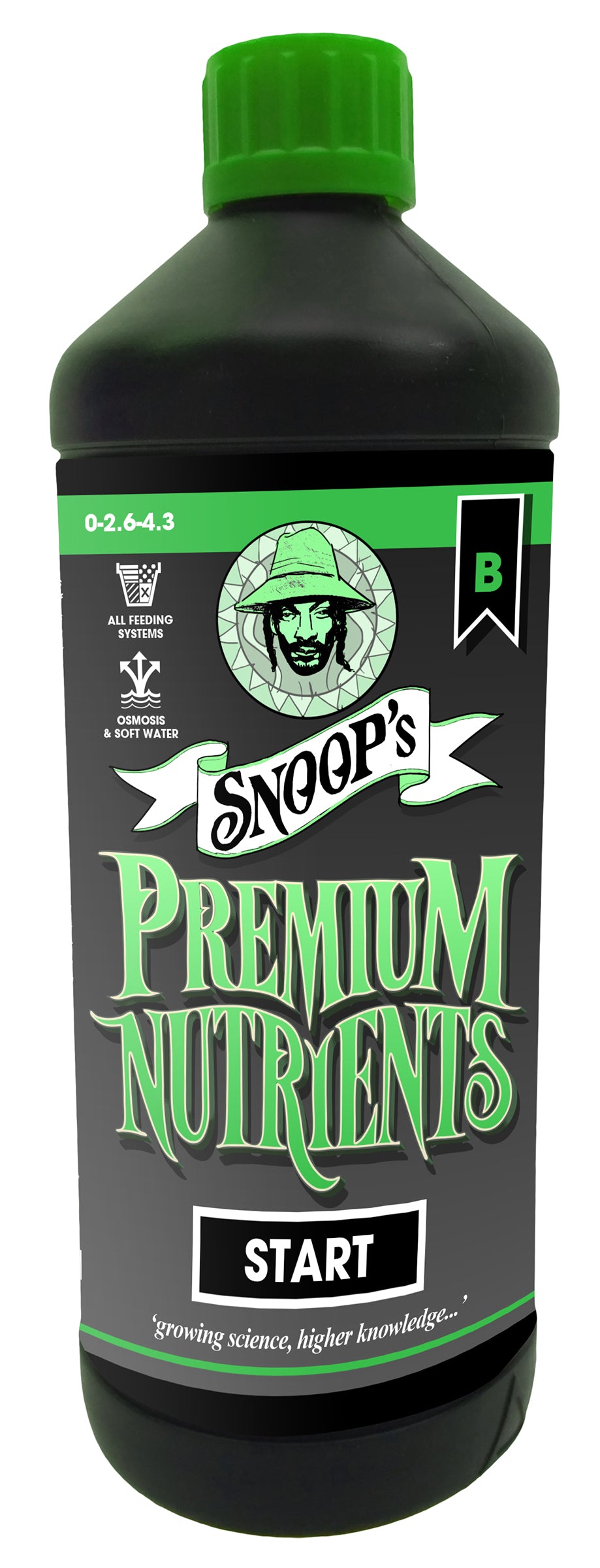 Snoop's Premium Nutrients Start B 1 Liter (Soil, Hydro Run To Waste and Hydro Recirculating)